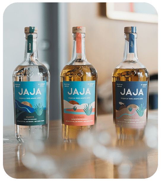 Three bottles of JAJA Tequila.